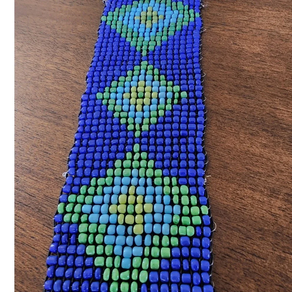 ✨️VTG Seed Bead Belt Geometric Diamond Loom Woven Boho Indiesleaze Streetwear